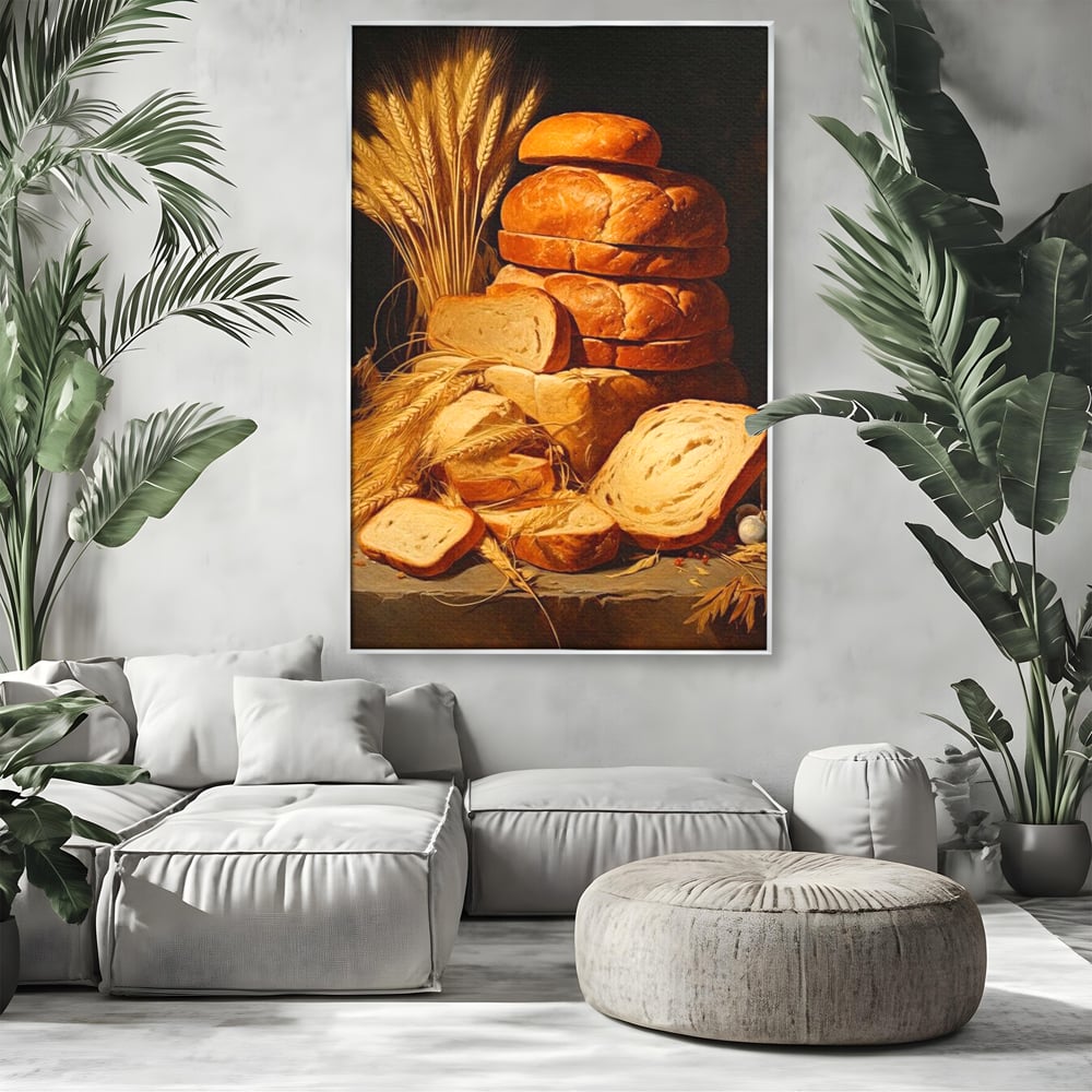 Tablou Canvas Premium, LuxCanva® N1061, Aurul Brutariei, Paine, Grau, Aliment, Mancare, Prospetime, Rustic, Traditional, Recolta, Masa, Gospodarie, Restaurant, Bucatarie