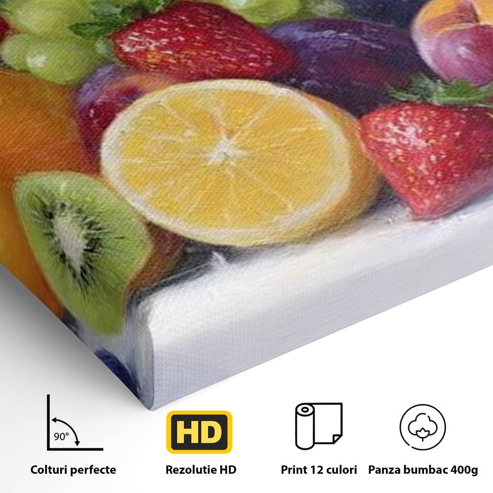 Tablou Canvas Premium, LuxCanva® N1062, Curcubeu de Vitamine, Fructe, Citrice, Portocale, Struguri, Ananas, Afine, Capsuni, Natural, Prospetime, Pictura, Restaurant, Bucatarie