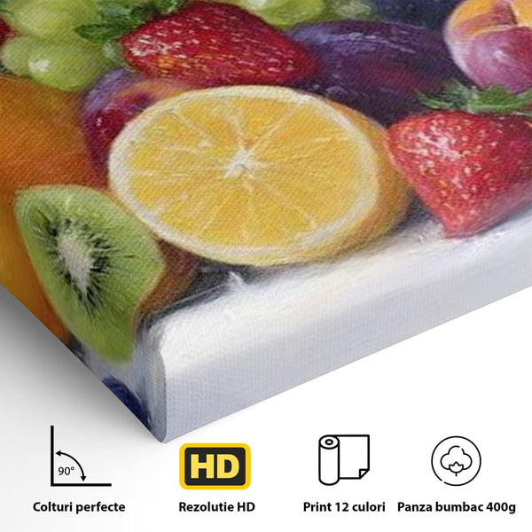 Tablou Canvas Premium, LuxCanva® N1062, Curcubeu de Vitamine, Fructe, Citrice, Portocale, Struguri, Ananas, Afine, Capsuni, Natural, Prospetime, Pictura, Restaurant, Bucatarie