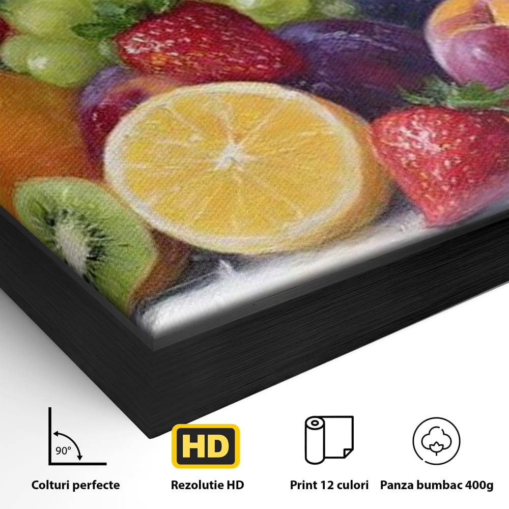 Tablou Canvas Premium, LuxCanva® N1062, Curcubeu de Vitamine, Fructe, Citrice, Portocale, Struguri, Ananas, Afine, Capsuni, Natural, Prospetime, Pictura, Restaurant, Bucatarie