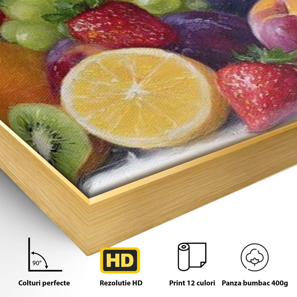 Tablou Canvas Premium, LuxCanva® N1062, Curcubeu de Vitamine, Fructe, Citrice, Portocale, Struguri, Ananas, Afine, Capsuni, Natural, Prospetime, Pictura, Restaurant, Bucatarie