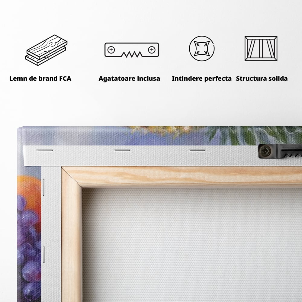 Tablou Canvas Premium, LuxCanva® N1062, Curcubeu de Vitamine, Fructe, Citrice, Portocale, Struguri, Ananas, Afine, Capsuni, Natural, Prospetime, Pictura, Restaurant, Bucatarie