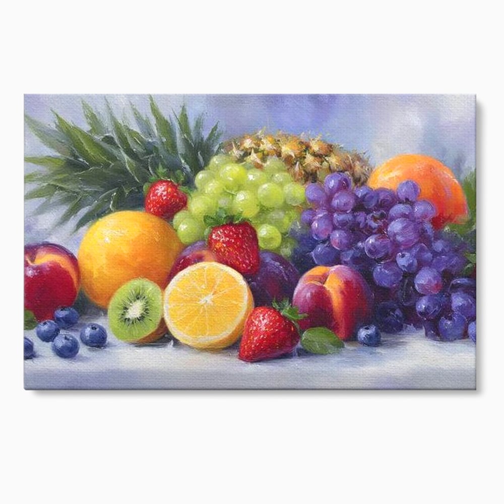 Tablou Canvas Premium, LuxCanva® N1062, Curcubeu de Vitamine, Fructe, Citrice, Portocale, Struguri, Ananas, Afine, Capsuni, Natural, Prospetime, Pictura, Restaurant, Bucatarie