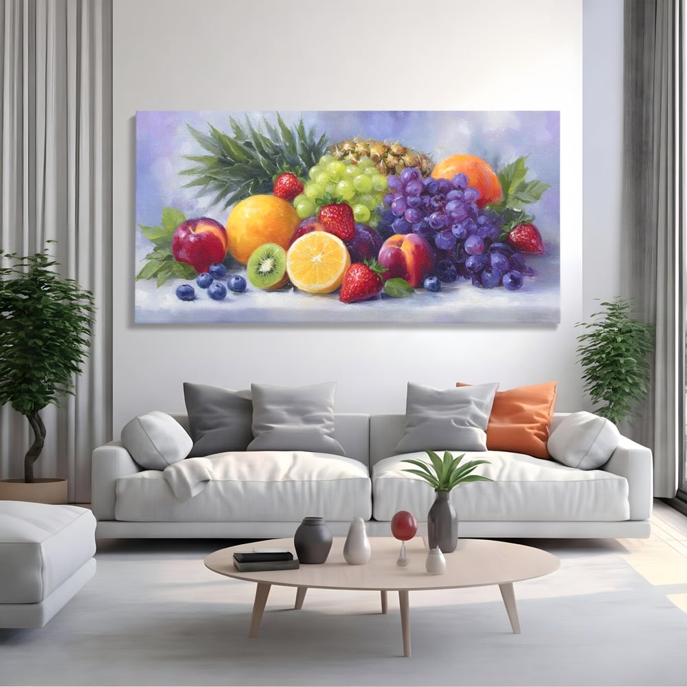 Tablou Canvas Premium, LuxCanva® N1062, Curcubeu de Vitamine, Fructe, Citrice, Portocale, Struguri, Ananas, Afine, Capsuni, Natural, Prospetime, Pictura, Restaurant, Bucatarie