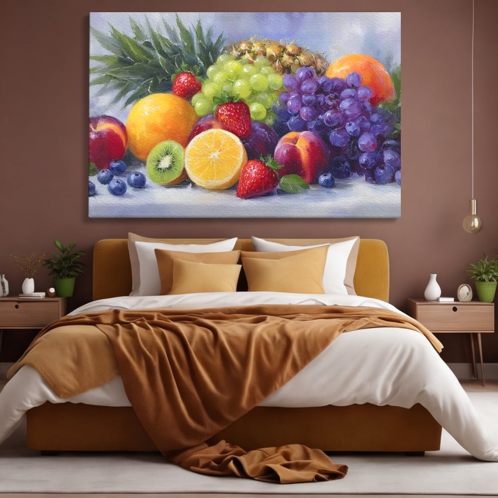 Tablou Canvas Premium, LuxCanva® N1062, Curcubeu de Vitamine, Fructe, Citrice, Portocale, Struguri, Ananas, Afine, Capsuni, Natural, Prospetime, Pictura, Restaurant, Bucatarie