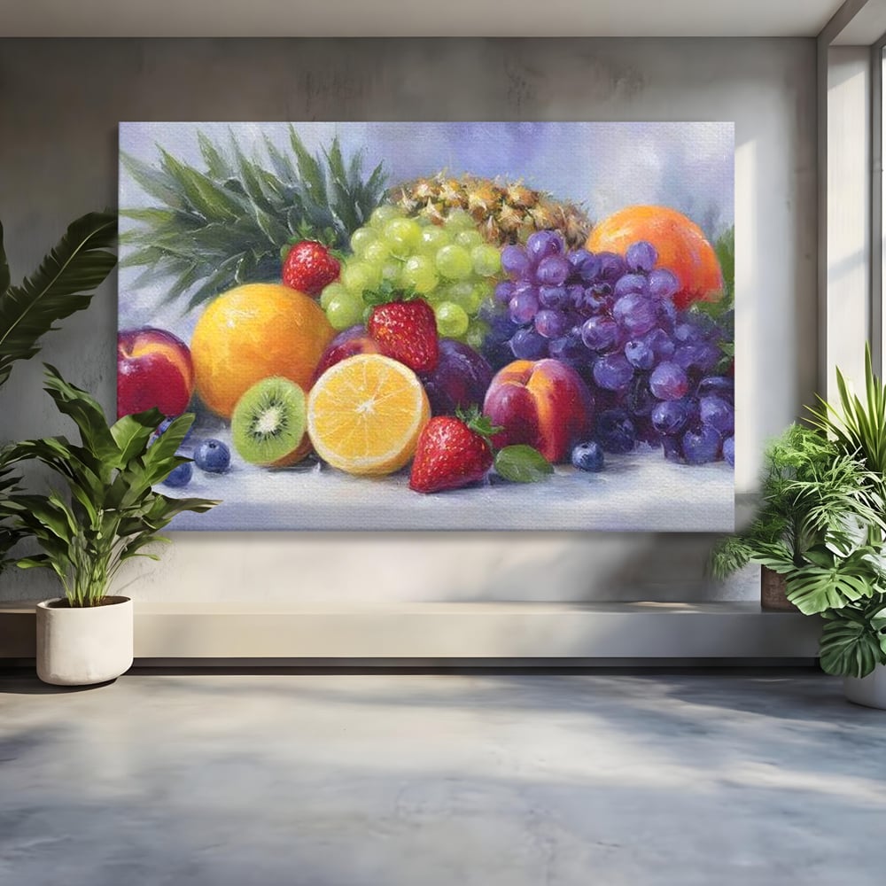 Tablou Canvas Premium, LuxCanva® N1062, Curcubeu de Vitamine, Fructe, Citrice, Portocale, Struguri, Ananas, Afine, Capsuni, Natural, Prospetime, Pictura, Restaurant, Bucatarie