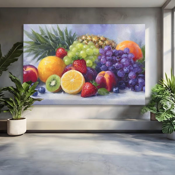Tablou Canvas Premium, LuxCanva® N1062, Curcubeu de Vitamine, Fructe, Citrice, Portocale, Struguri, Ananas, Afine, Capsuni, Natural, Prospetime, Pictura, Restaurant, Bucatarie