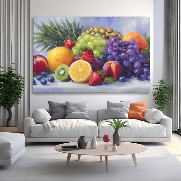 Tablou Canvas Premium, LuxCanva® N1062, Curcubeu de Vitamine, Fructe, Citrice, Portocale, Struguri, Ananas, Afine, Capsuni, Natural, Prospetime, Pictura, Restaurant, Bucatarie