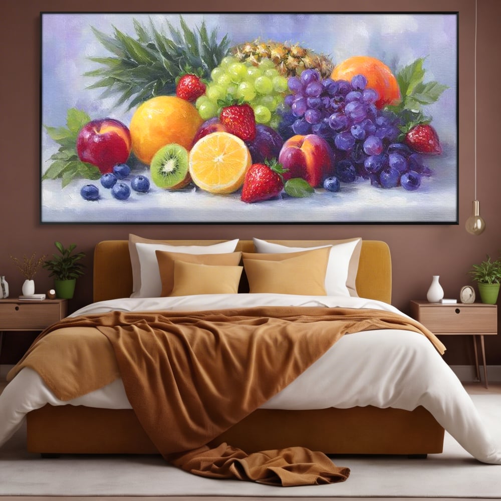 Tablou Canvas Premium, LuxCanva® N1062, Curcubeu de Vitamine, Fructe, Citrice, Portocale, Struguri, Ananas, Afine, Capsuni, Natural, Prospetime, Pictura, Restaurant, Bucatarie