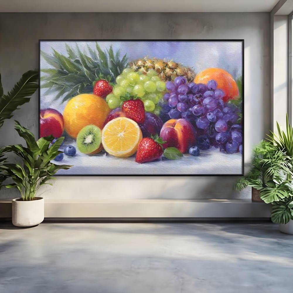 Tablou Canvas Premium, LuxCanva® N1062, Curcubeu de Vitamine, Fructe, Citrice, Portocale, Struguri, Ananas, Afine, Capsuni, Natural, Prospetime, Pictura, Restaurant, Bucatarie