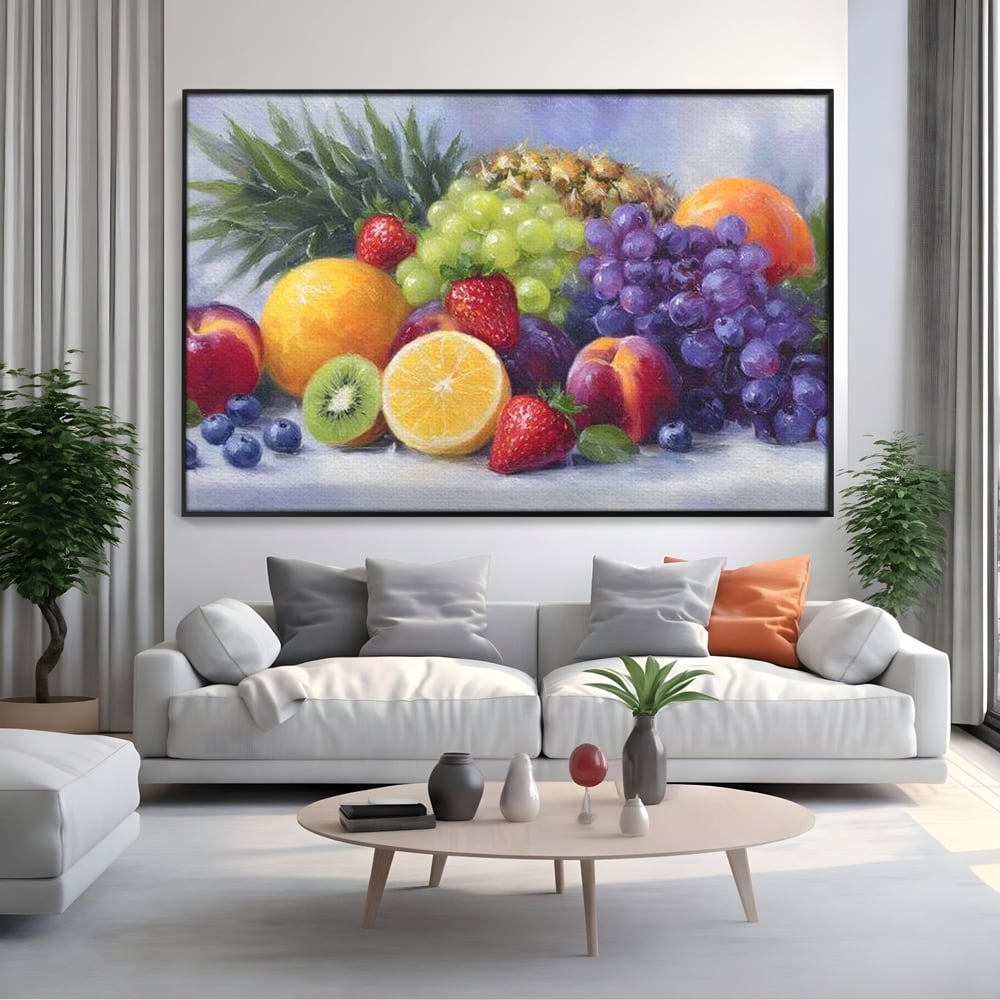 Tablou Canvas Premium, LuxCanva® N1062, Curcubeu de Vitamine, Fructe, Citrice, Portocale, Struguri, Ananas, Afine, Capsuni, Natural, Prospetime, Pictura, Restaurant, Bucatarie