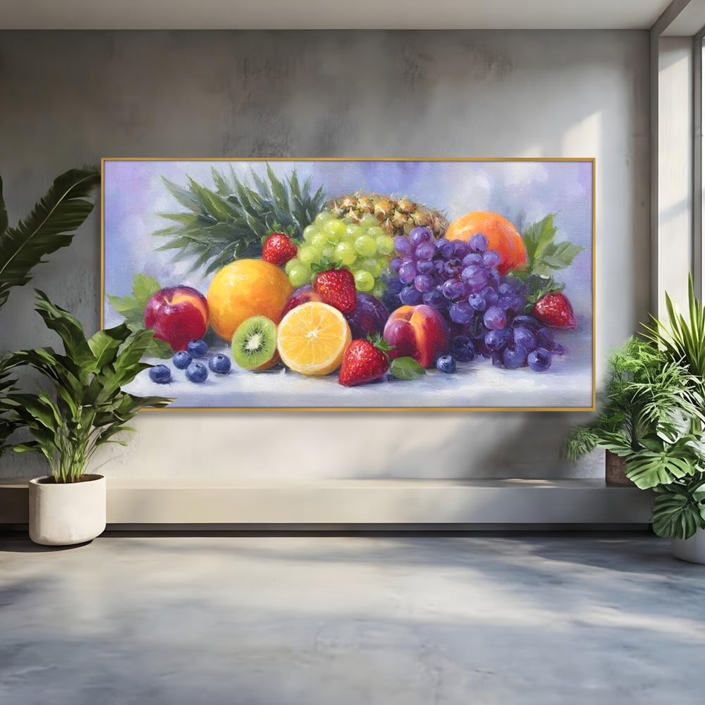 Tablou Canvas Premium, LuxCanva® N1062, Curcubeu de Vitamine, Fructe, Citrice, Portocale, Struguri, Ananas, Afine, Capsuni, Natural, Prospetime, Pictura, Restaurant, Bucatarie