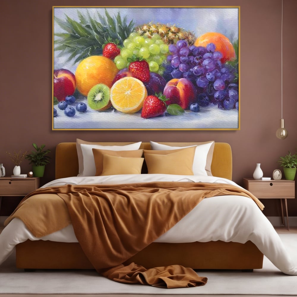 Tablou Canvas Premium, LuxCanva® N1062, Curcubeu de Vitamine, Fructe, Citrice, Portocale, Struguri, Ananas, Afine, Capsuni, Natural, Prospetime, Pictura, Restaurant, Bucatarie