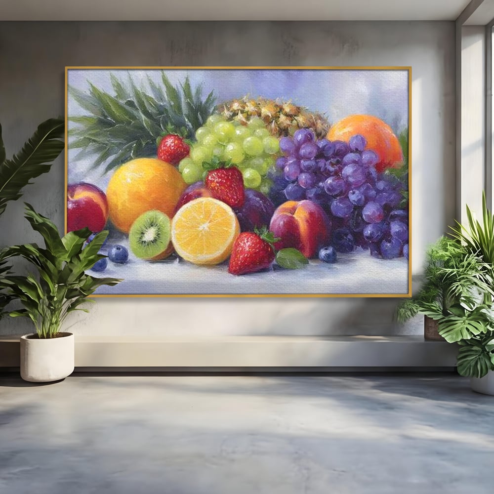 Tablou Canvas Premium, LuxCanva® N1062, Curcubeu de Vitamine, Fructe, Citrice, Portocale, Struguri, Ananas, Afine, Capsuni, Natural, Prospetime, Pictura, Restaurant, Bucatarie