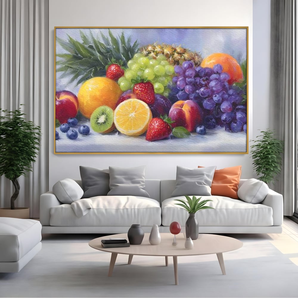 Tablou Canvas Premium, LuxCanva® N1062, Curcubeu de Vitamine, Fructe, Citrice, Portocale, Struguri, Ananas, Afine, Capsuni, Natural, Prospetime, Pictura, Restaurant, Bucatarie