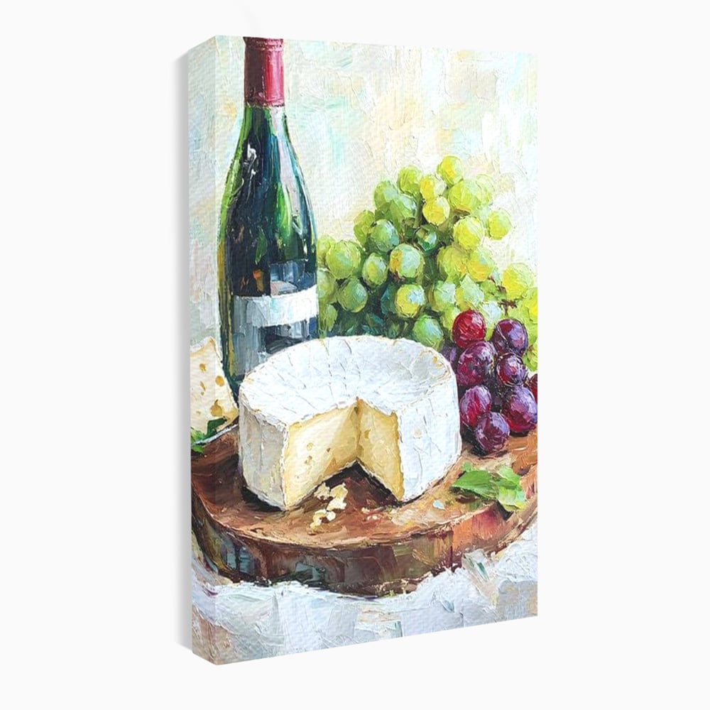 Leinwand Premium Canvas Wall Art, LuxCanva® N1064, Aromen Aromen, Trauben, Früchte, Glas, Wein, Getränk, Käse, Rustikal, Tradition, Köstlich, Essen, Restaurant, Küche