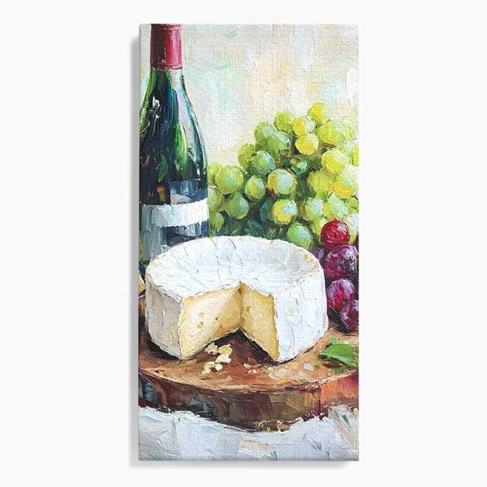 Leinwand Premium Canvas Wall Art, LuxCanva® N1064, Aromen Aromen, Trauben, Früchte, Glas, Wein, Getränk, Käse, Rustikal, Tradition, Köstlich, Essen, Restaurant, Küche