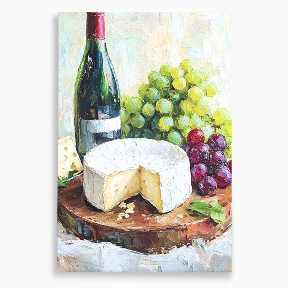 Leinwand Premium Canvas Wall Art, LuxCanva® N1064, Aromen Aromen, Trauben, Früchte, Glas, Wein, Getränk, Käse, Rustikal, Tradition, Köstlich, Essen, Restaurant, Küche
