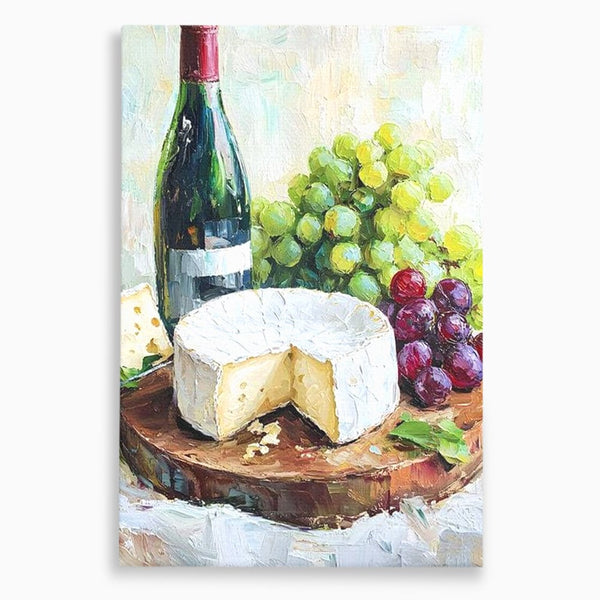 Leinwand Premium Canvas Wall Art, LuxCanva® N1064, Aromen Aromen, Trauben, Früchte, Glas, Wein, Getränk, Käse, Rustikal, Tradition, Köstlich, Essen, Restaurant, Küche