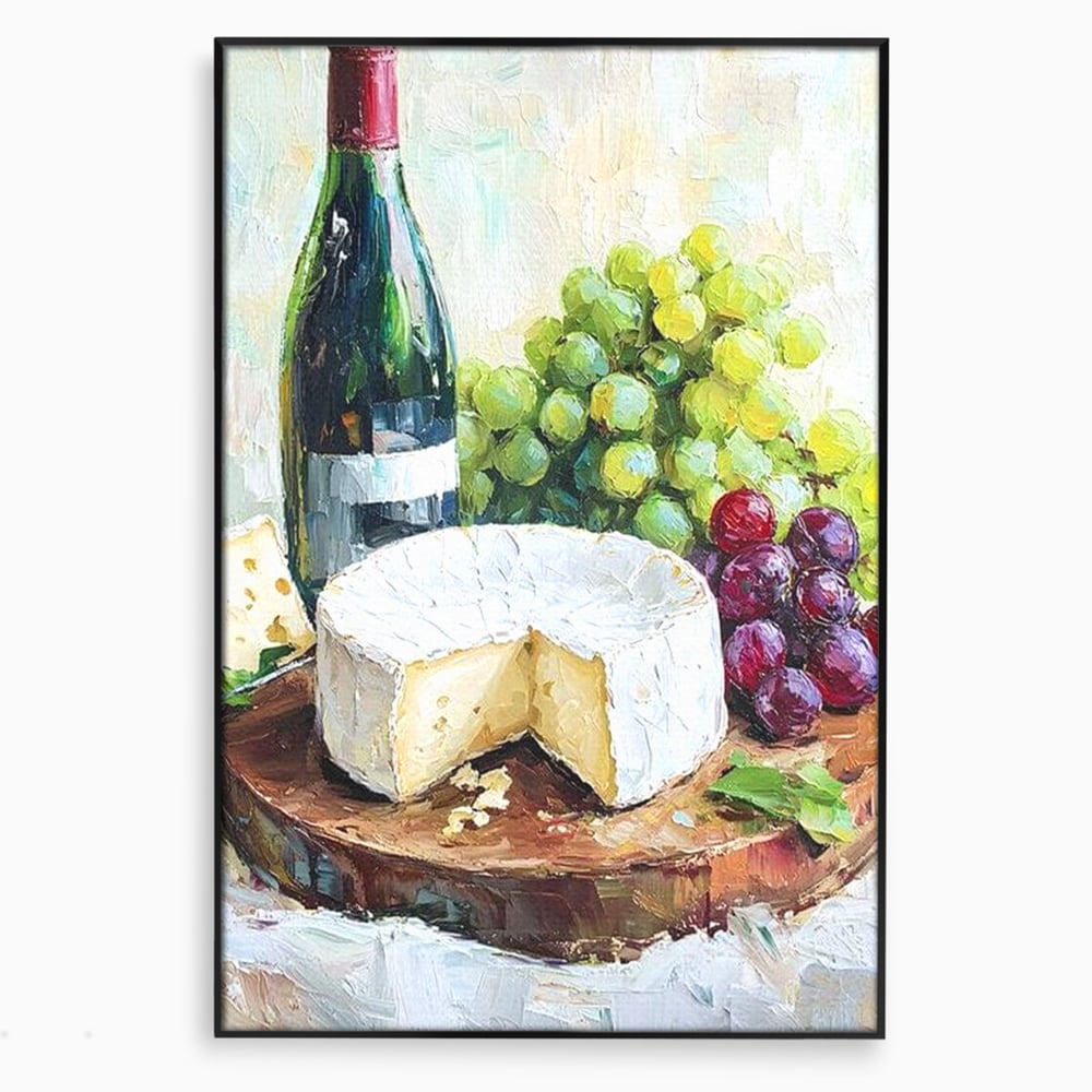 Leinwand Premium Canvas Wall Art, LuxCanva® N1064, Aromen Aromen, Trauben, Früchte, Glas, Wein, Getränk, Käse, Rustikal, Tradition, Köstlich, Essen, Restaurant, Küche