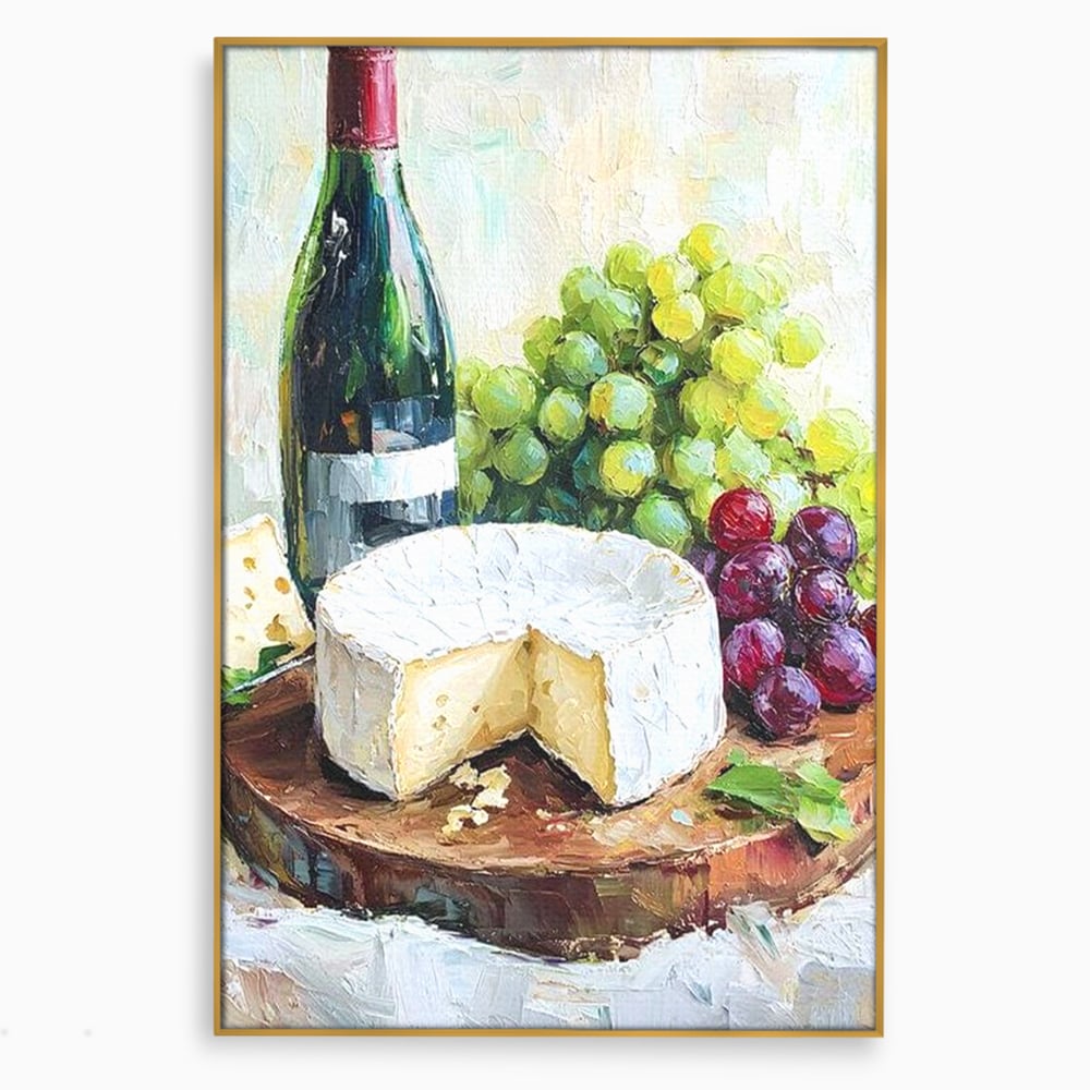 Leinwand Premium Canvas Wall Art, LuxCanva® N1064, Aromen Aromen, Trauben, Früchte, Glas, Wein, Getränk, Käse, Rustikal, Tradition, Köstlich, Essen, Restaurant, Küche