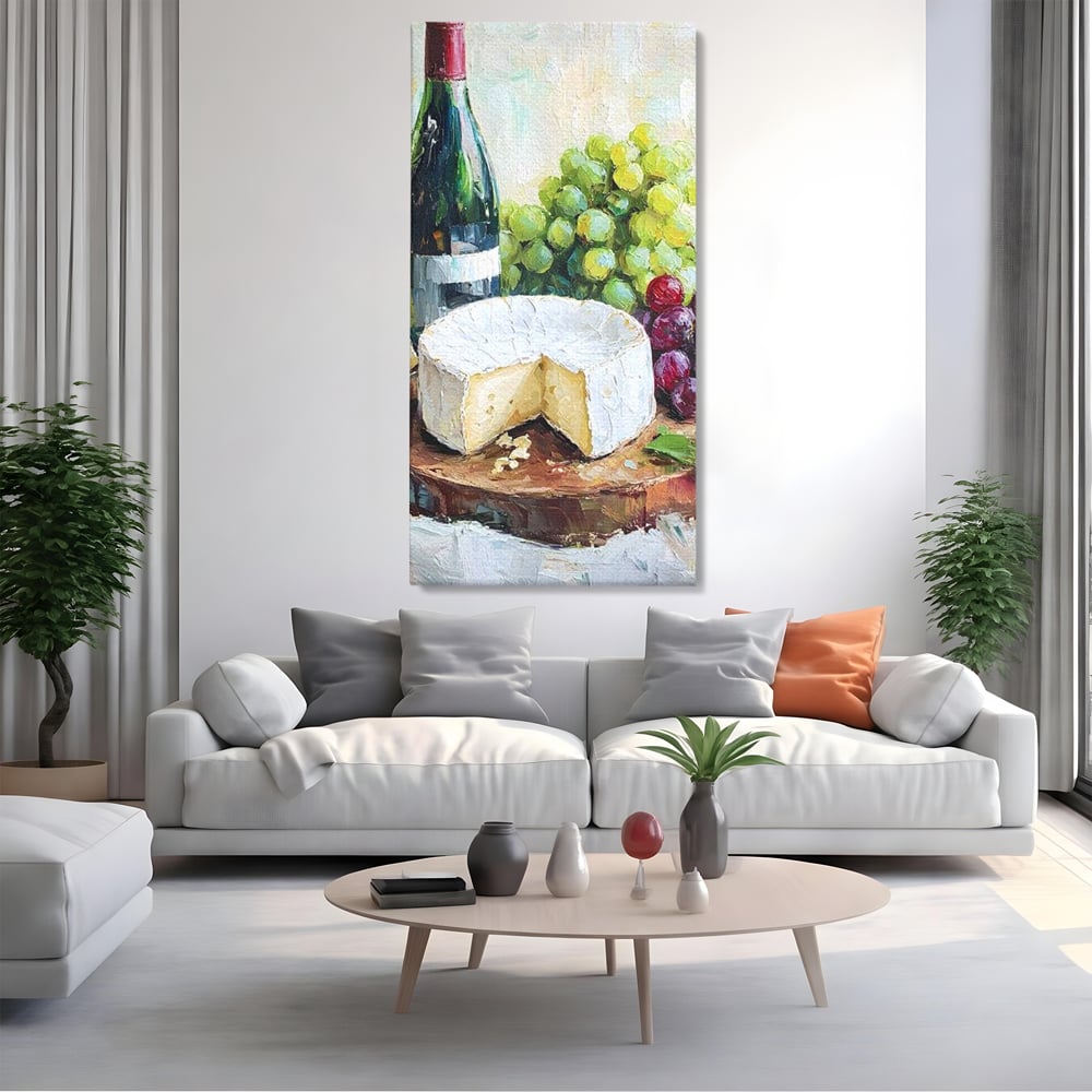 Leinwand Premium Canvas Wall Art, LuxCanva® N1064, Aromen Aromen, Trauben, Früchte, Glas, Wein, Getränk, Käse, Rustikal, Tradition, Köstlich, Essen, Restaurant, Küche