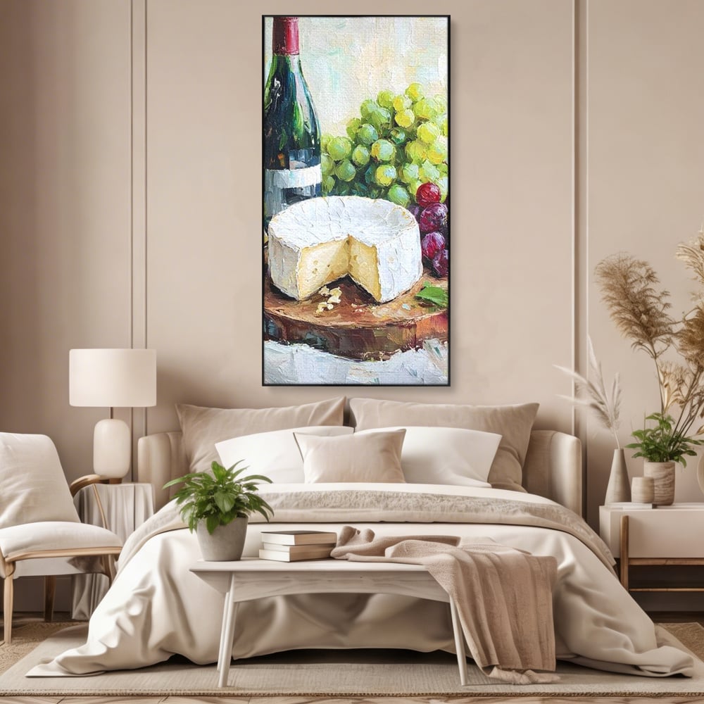 Leinwand Premium Canvas Wall Art, LuxCanva® N1064, Aromen Aromen, Trauben, Früchte, Glas, Wein, Getränk, Käse, Rustikal, Tradition, Köstlich, Essen, Restaurant, Küche