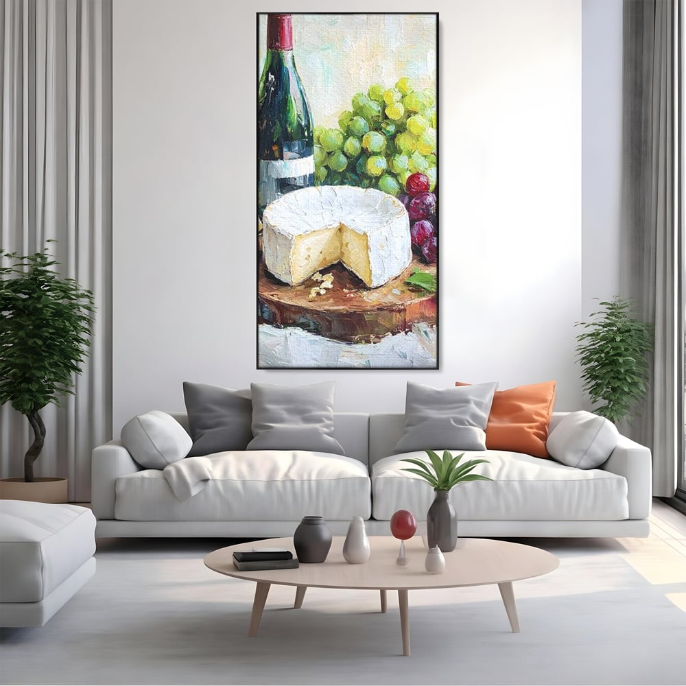 Leinwand Premium Canvas Wall Art, LuxCanva® N1064, Aromen Aromen, Trauben, Früchte, Glas, Wein, Getränk, Käse, Rustikal, Tradition, Köstlich, Essen, Restaurant, Küche