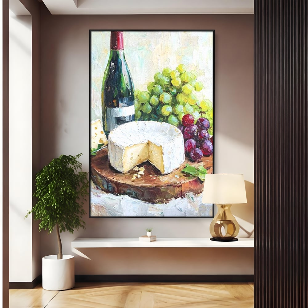 Leinwand Premium Canvas Wall Art, LuxCanva® N1064, Aromen Aromen, Trauben, Früchte, Glas, Wein, Getränk, Käse, Rustikal, Tradition, Köstlich, Essen, Restaurant, Küche