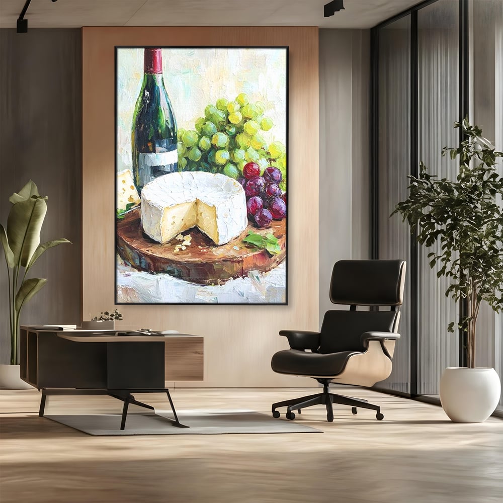 Leinwand Premium Canvas Wall Art, LuxCanva® N1064, Aromen Aromen, Trauben, Früchte, Glas, Wein, Getränk, Käse, Rustikal, Tradition, Köstlich, Essen, Restaurant, Küche