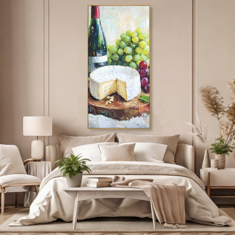 Leinwand Premium Canvas Wall Art, LuxCanva® N1064, Aromen Aromen, Trauben, Früchte, Glas, Wein, Getränk, Käse, Rustikal, Tradition, Köstlich, Essen, Restaurant, Küche