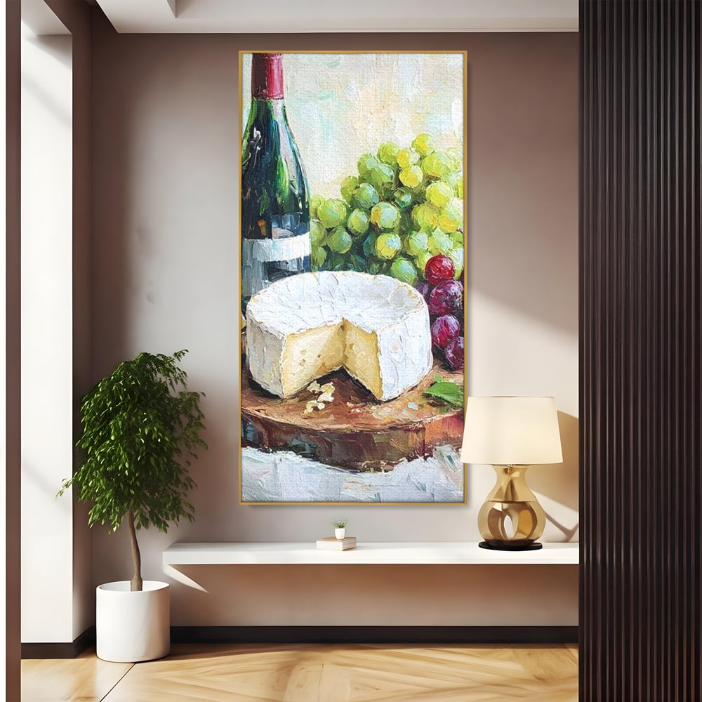 Leinwand Premium Canvas Wall Art, LuxCanva® N1064, Aromen Aromen, Trauben, Früchte, Glas, Wein, Getränk, Käse, Rustikal, Tradition, Köstlich, Essen, Restaurant, Küche