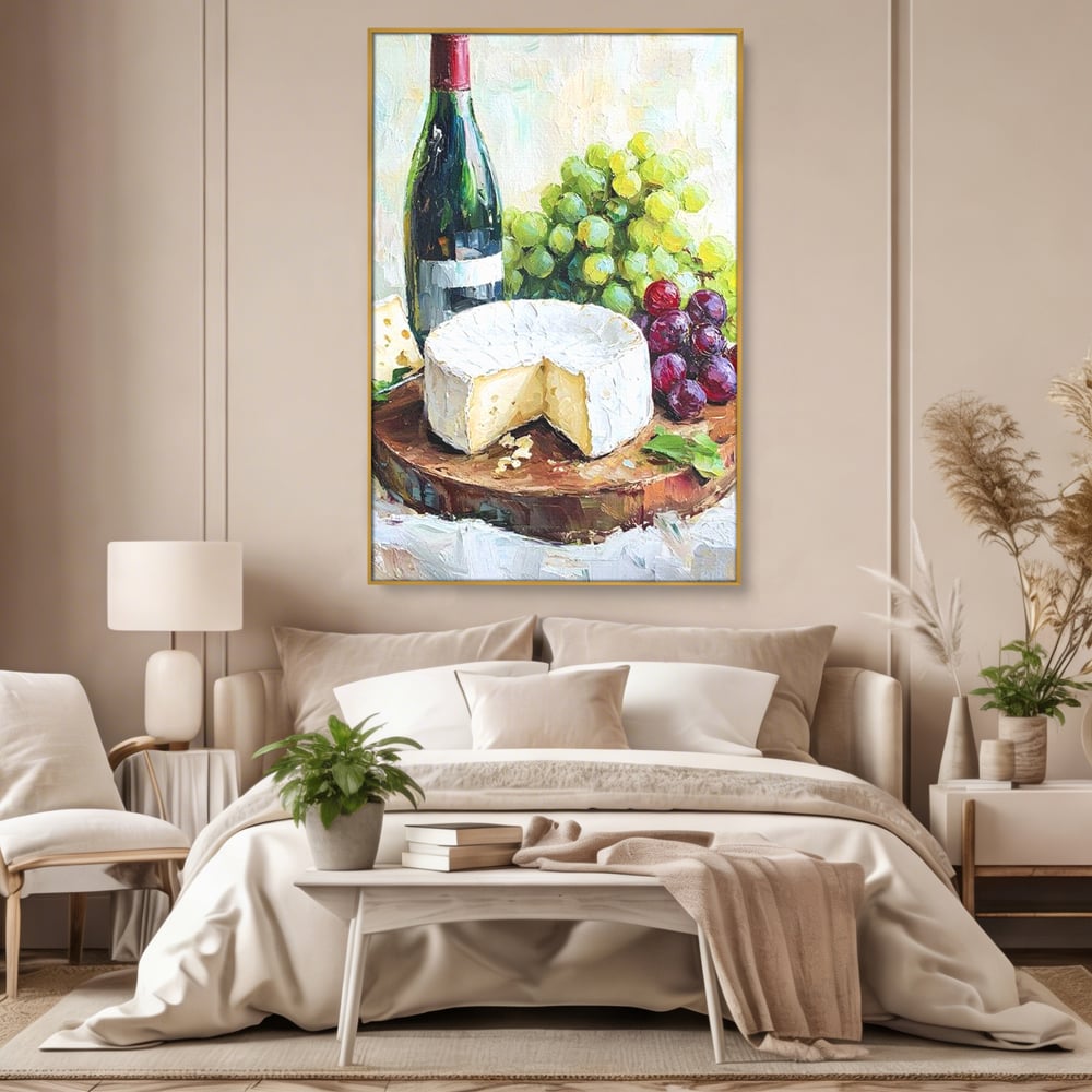 Leinwand Premium Canvas Wall Art, LuxCanva® N1064, Aromen Aromen, Trauben, Früchte, Glas, Wein, Getränk, Käse, Rustikal, Tradition, Köstlich, Essen, Restaurant, Küche