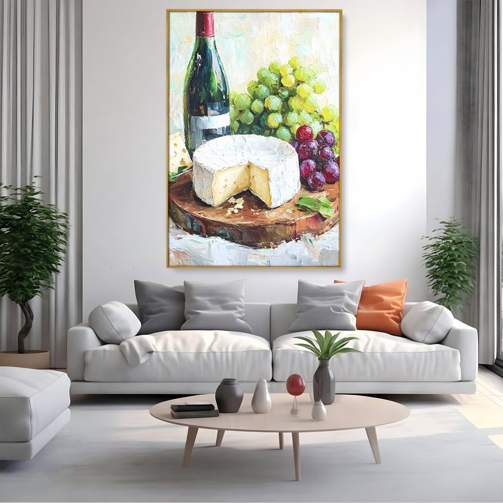 Leinwand Premium Canvas Wall Art, LuxCanva® N1064, Aromen Aromen, Trauben, Früchte, Glas, Wein, Getränk, Käse, Rustikal, Tradition, Köstlich, Essen, Restaurant, Küche