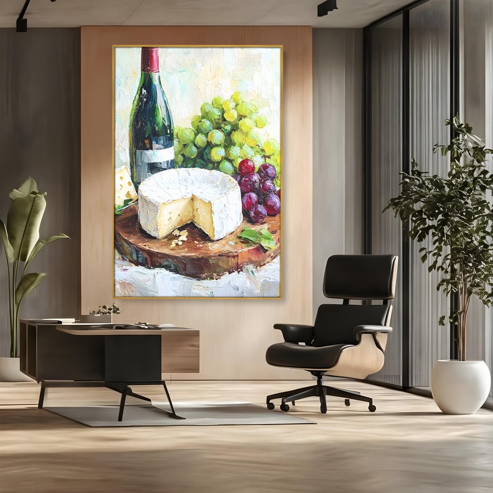 Leinwand Premium Canvas Wall Art, LuxCanva® N1064, Aromen Aromen, Trauben, Früchte, Glas, Wein, Getränk, Käse, Rustikal, Tradition, Köstlich, Essen, Restaurant, Küche