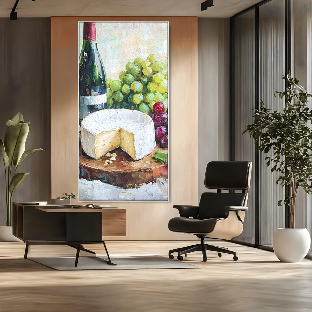 Leinwand Premium Canvas Wall Art, LuxCanva® N1064, Aromen Aromen, Trauben, Früchte, Glas, Wein, Getränk, Käse, Rustikal, Tradition, Köstlich, Essen, Restaurant, Küche