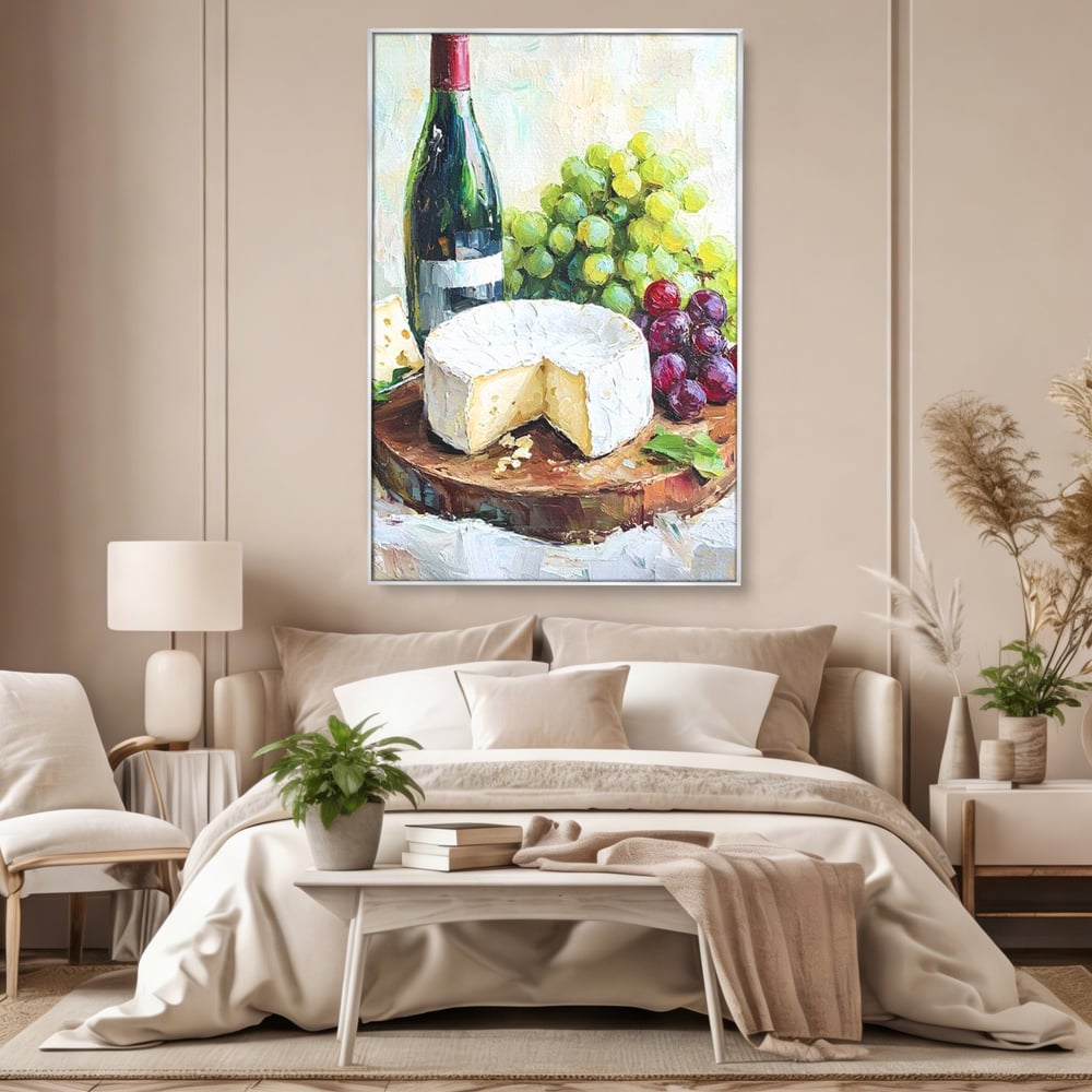 Leinwand Premium Canvas Wall Art, LuxCanva® N1064, Aromen Aromen, Trauben, Früchte, Glas, Wein, Getränk, Käse, Rustikal, Tradition, Köstlich, Essen, Restaurant, Küche