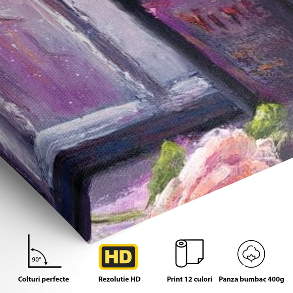 Leinwand Wandkunst Canvas Premium, LuxCanva® N1065, Ein romantischer Abend, Rose, Blume, Blütenblätter, Glas, Wein, Fenster, Fenster, Parfüm, Atmosphäre, Kneipe, Lounge, Bar, Restaurant, Küche