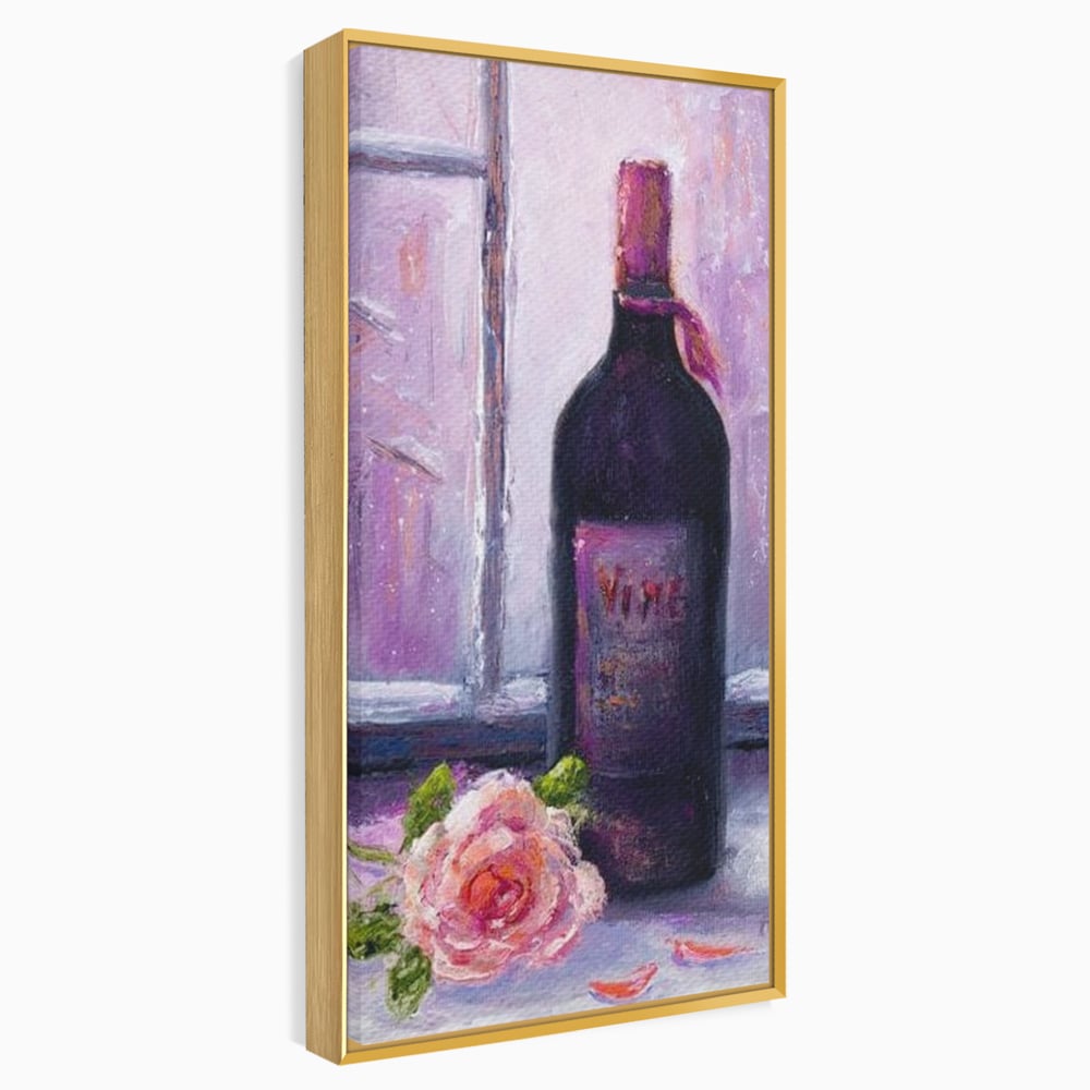 Leinwand Wandkunst Canvas Premium, LuxCanva® N1065, Ein romantischer Abend, Rose, Blume, Blütenblätter, Glas, Wein, Fenster, Fenster, Parfüm, Atmosphäre, Kneipe, Lounge, Bar, Restaurant, Küche