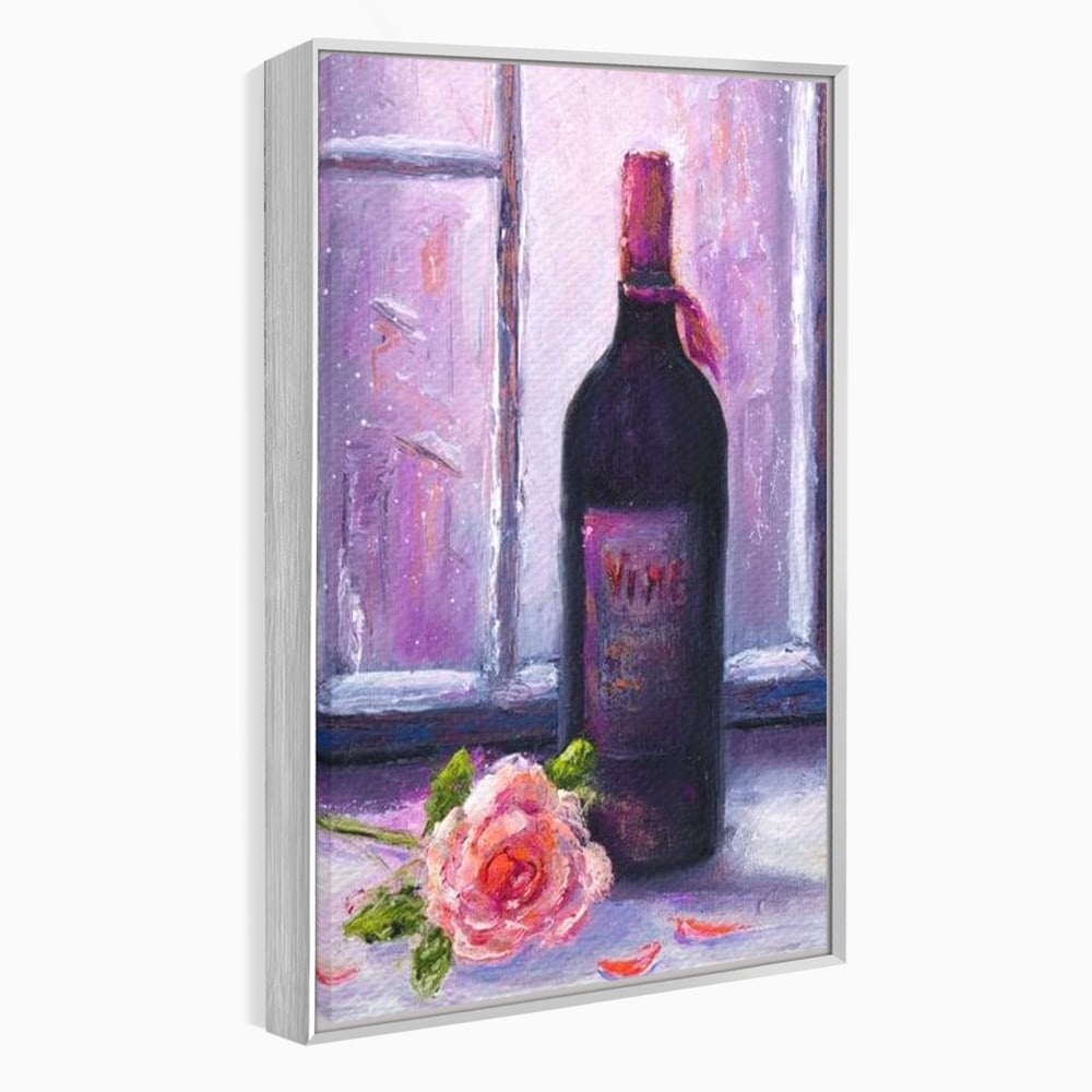 Leinwand Wandkunst Canvas Premium, LuxCanva® N1065, Ein romantischer Abend, Rose, Blume, Blütenblätter, Glas, Wein, Fenster, Fenster, Parfüm, Atmosphäre, Kneipe, Lounge, Bar, Restaurant, Küche