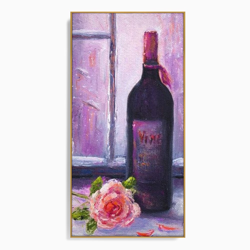 Leinwand Wandkunst Canvas Premium, LuxCanva® N1065, Ein romantischer Abend, Rose, Blume, Blütenblätter, Glas, Wein, Fenster, Fenster, Parfüm, Atmosphäre, Kneipe, Lounge, Bar, Restaurant, Küche