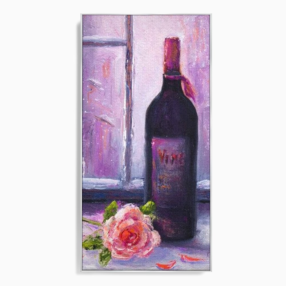 Leinwand Wandkunst Canvas Premium, LuxCanva® N1065, Ein romantischer Abend, Rose, Blume, Blütenblätter, Glas, Wein, Fenster, Fenster, Parfüm, Atmosphäre, Kneipe, Lounge, Bar, Restaurant, Küche