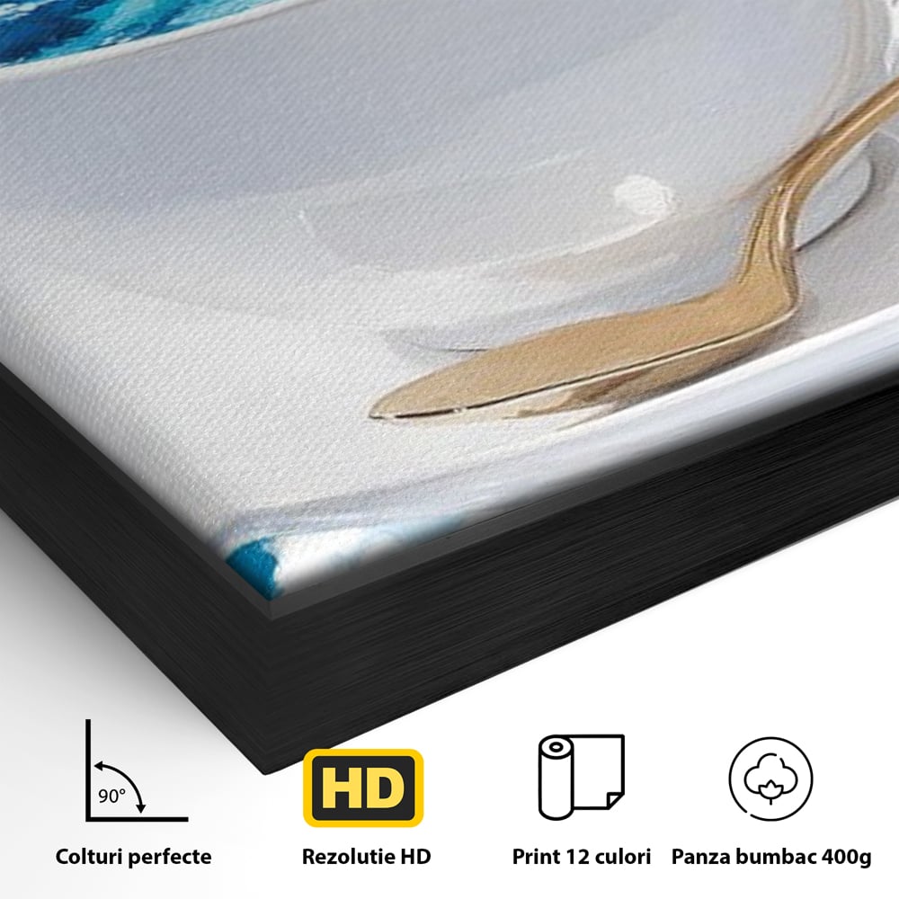 Tablou Canvas Premium, LuxCanva® N1067, Cafea printre Nori, Ceasca, Espresso, Nori, Cer Senin, Dimineata, Relaxare, Paradis, Cafenea, Pub, Lounge, Bar, Restaurant, Bucatarie