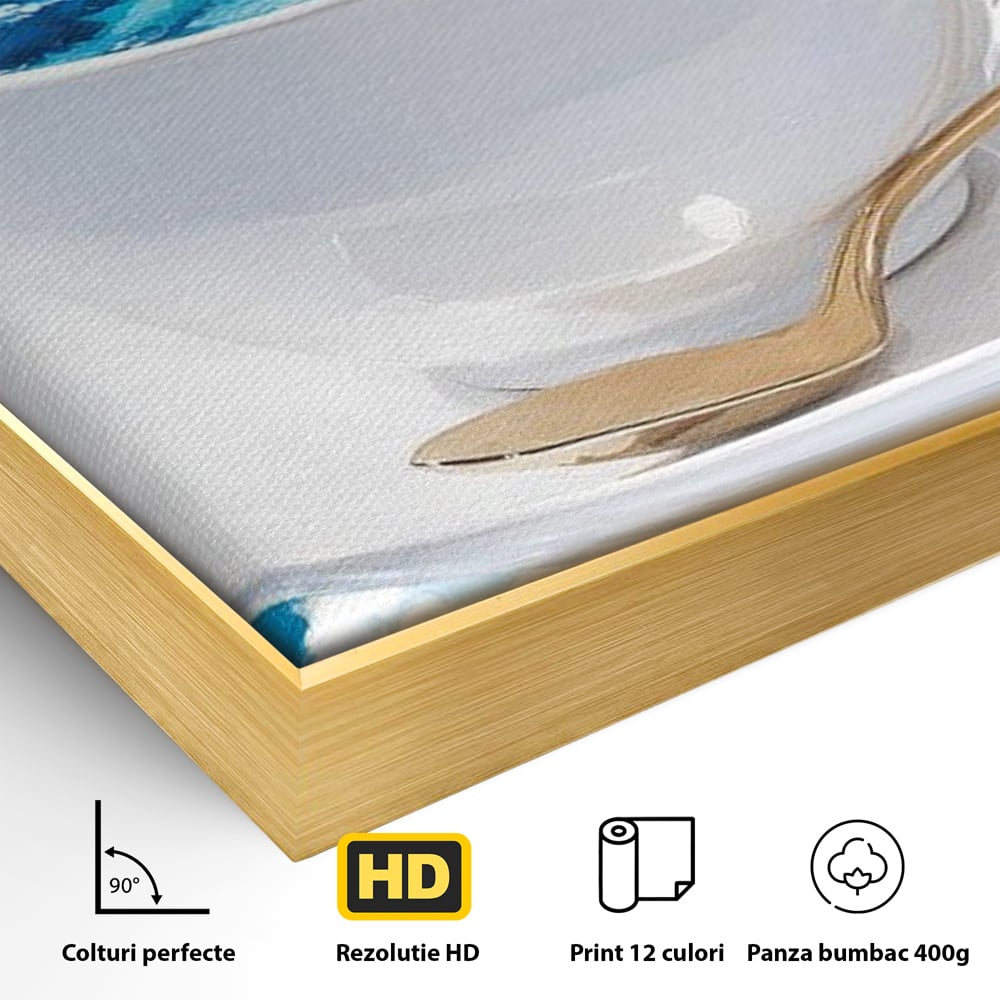 Tablou Canvas Premium, LuxCanva® N1067, Cafea printre Nori, Ceasca, Espresso, Nori, Cer Senin, Dimineata, Relaxare, Paradis, Cafenea, Pub, Lounge, Bar, Restaurant, Bucatarie