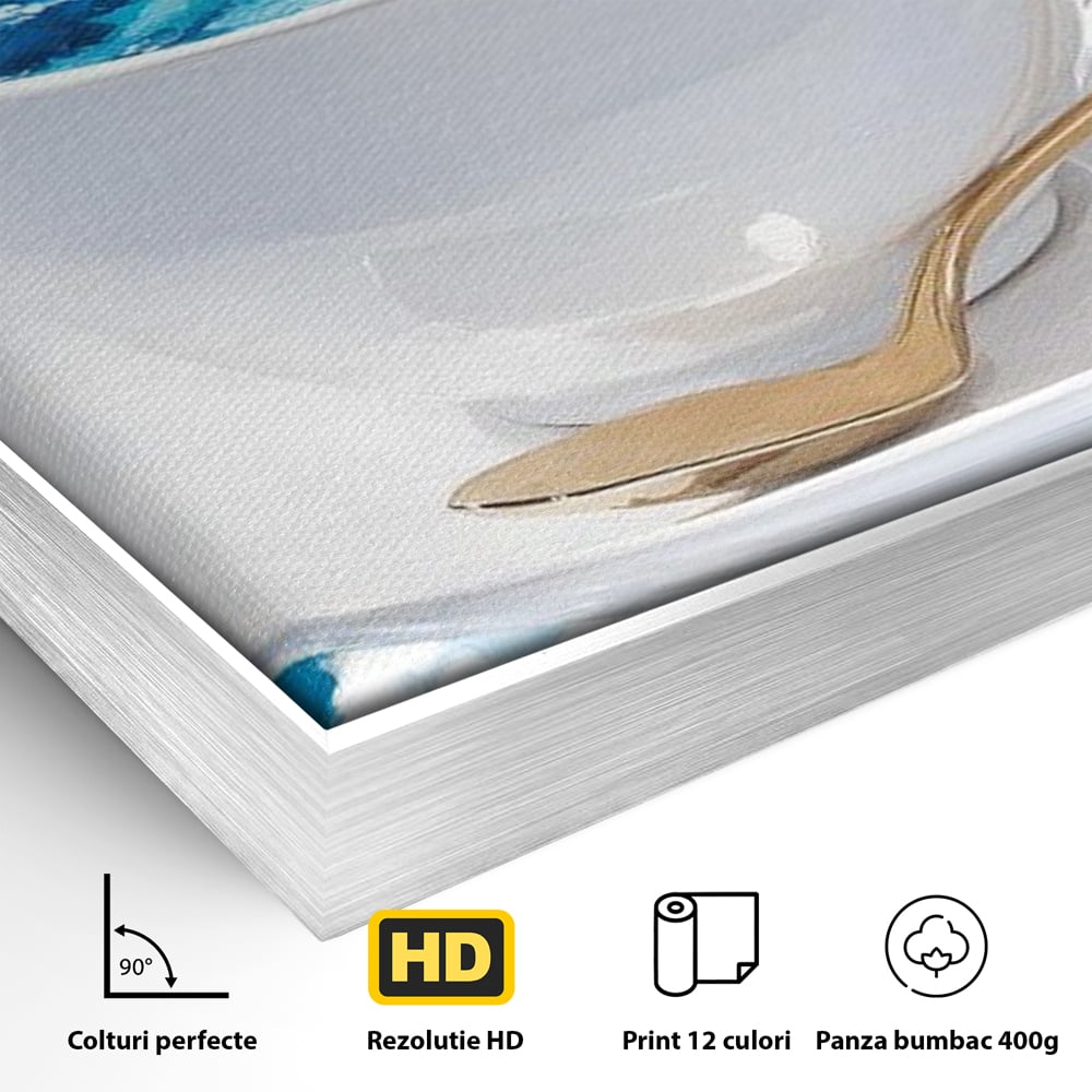 Tablou Canvas Premium, LuxCanva® N1067, Cafea printre Nori, Ceasca, Espresso, Nori, Cer Senin, Dimineata, Relaxare, Paradis, Cafenea, Pub, Lounge, Bar, Restaurant, Bucatarie