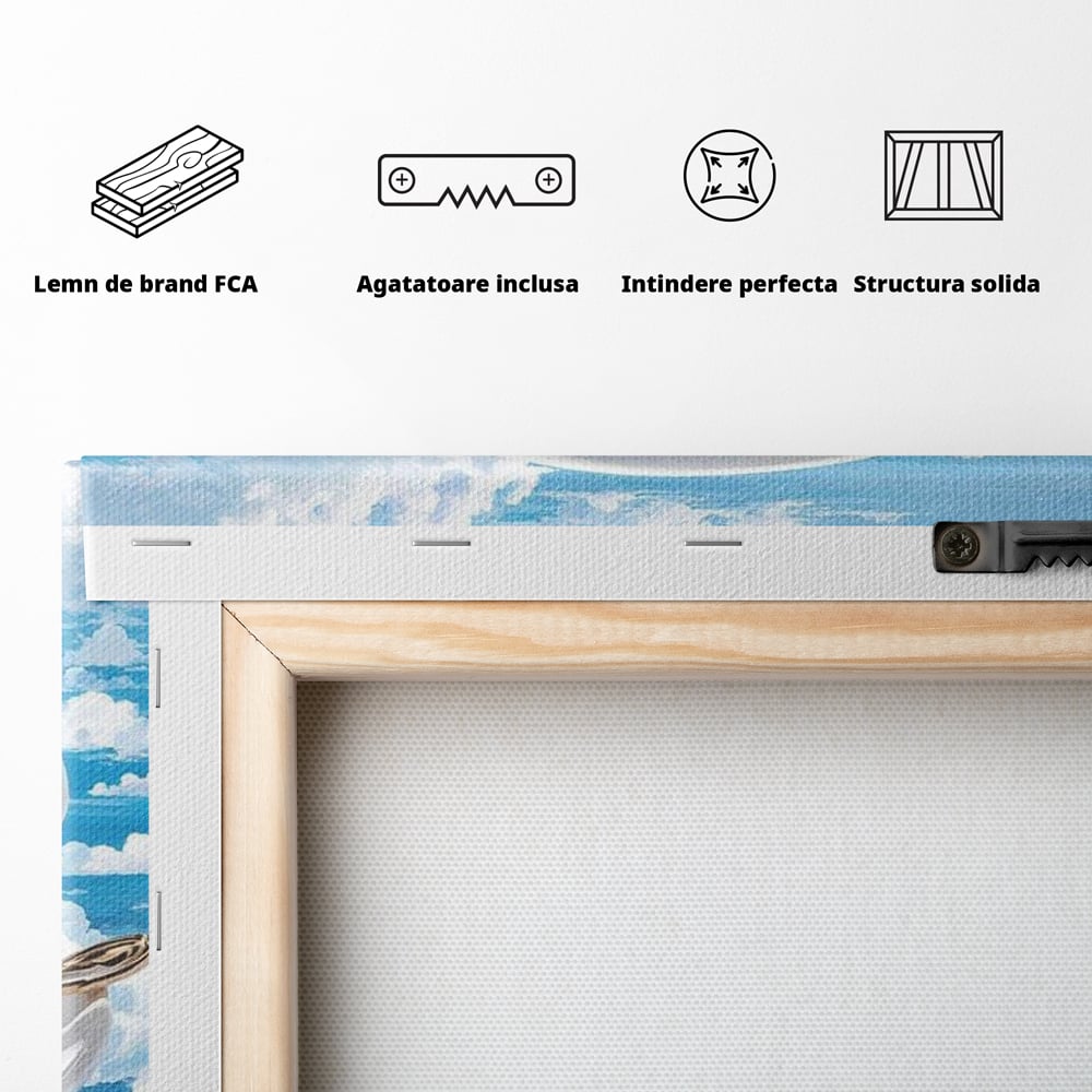 Tablou Canvas Premium, LuxCanva® N1067, Cafea printre Nori, Ceasca, Espresso, Nori, Cer Senin, Dimineata, Relaxare, Paradis, Cafenea, Pub, Lounge, Bar, Restaurant, Bucatarie