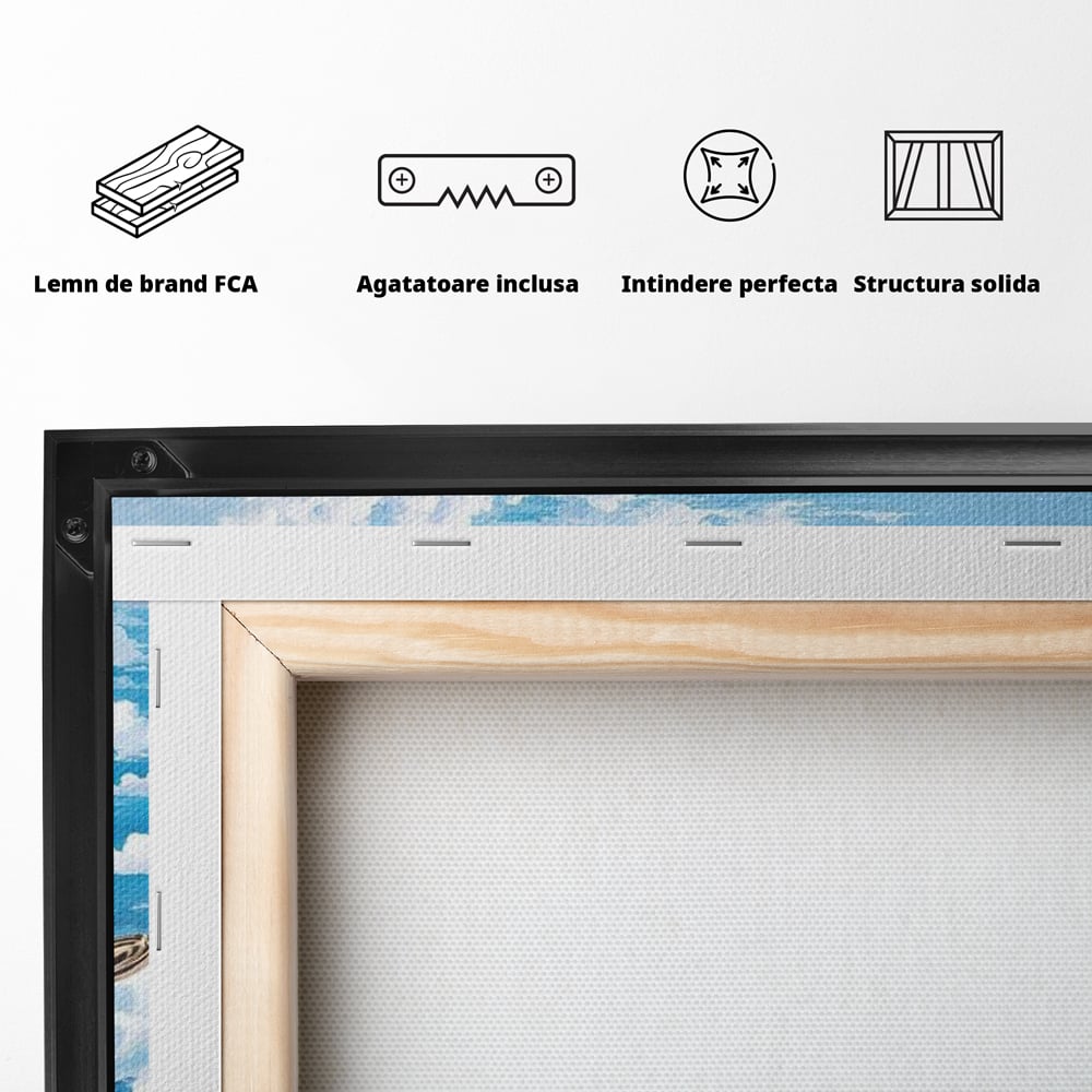 Tablou Canvas Premium, LuxCanva® N1067, Cafea printre Nori, Ceasca, Espresso, Nori, Cer Senin, Dimineata, Relaxare, Paradis, Cafenea, Pub, Lounge, Bar, Restaurant, Bucatarie