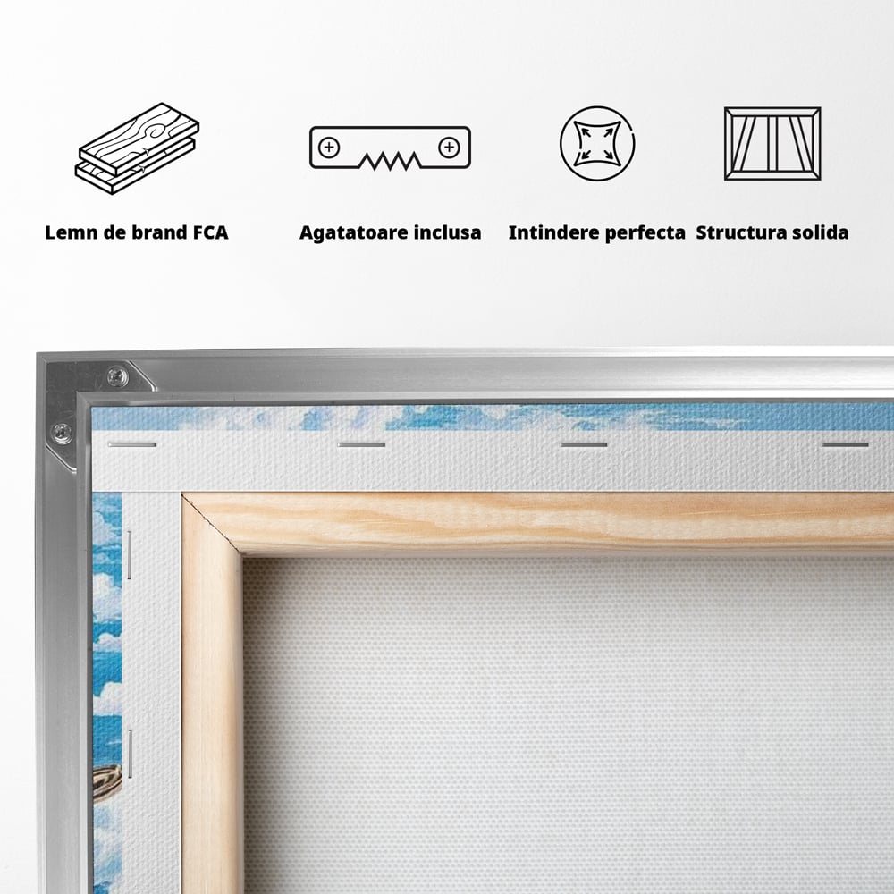 Tablou Canvas Premium, LuxCanva® N1067, Cafea printre Nori, Ceasca, Espresso, Nori, Cer Senin, Dimineata, Relaxare, Paradis, Cafenea, Pub, Lounge, Bar, Restaurant, Bucatarie