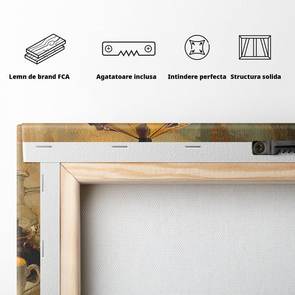 Tablou Canvas Premium, LuxCanva® N1068, Pauza Dulce, Briose, Frisca, Cirese, Desert, Cafea, Espresso, Rustic, Vintage, Cafenea, Pub, Lounge, Bar, Restaurant, Bucatarie