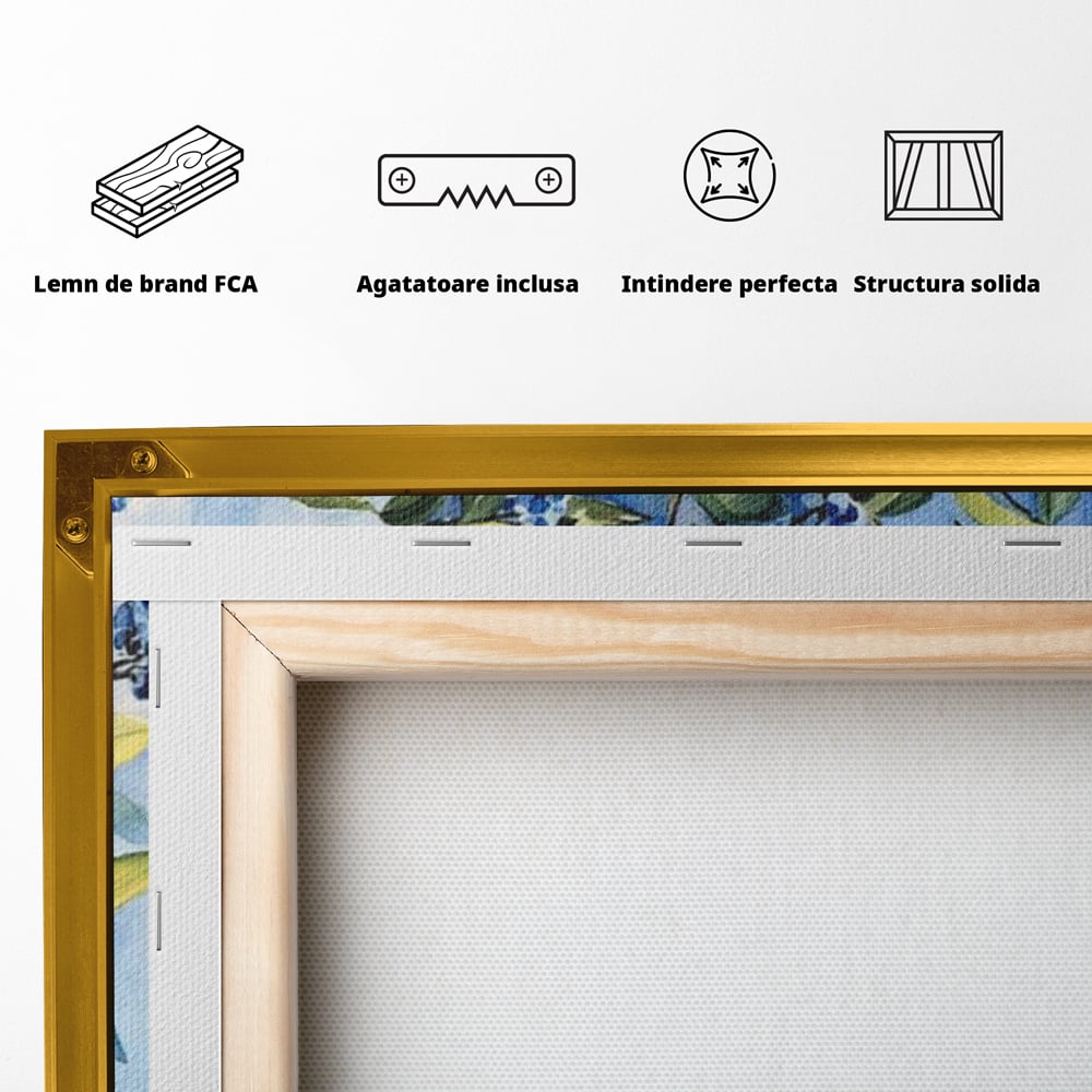Leinwand Wandkunst Leinwand Premium, LuxCanva® N1069, Zitronenstrauß, Zitrusfrüchte, Zitrone, Zitrone, Vase, Keramik, Limonade, Blätter, Blumen, Malerei, Rustikal, Restaurant, Küche